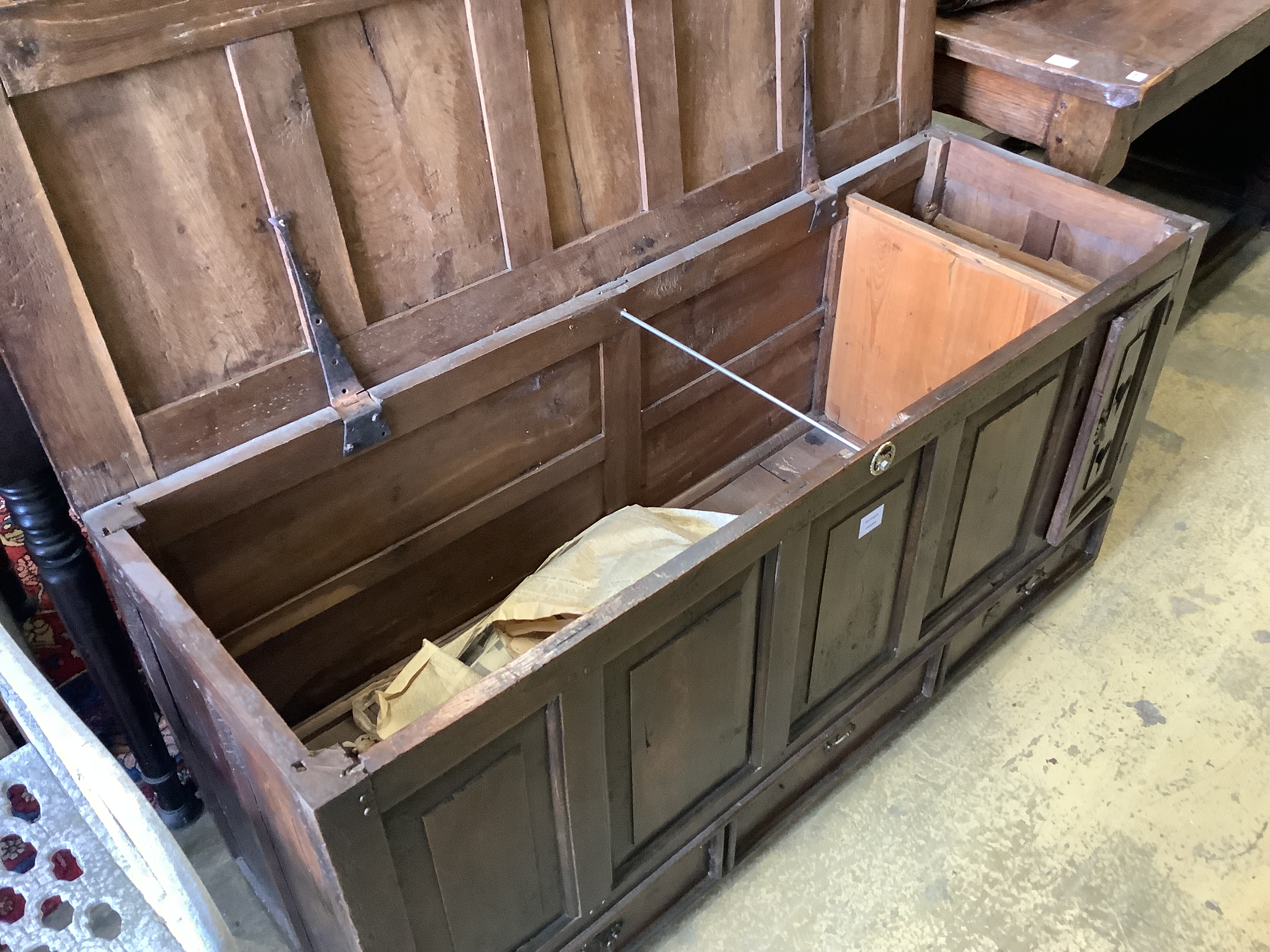 An oak mule chest